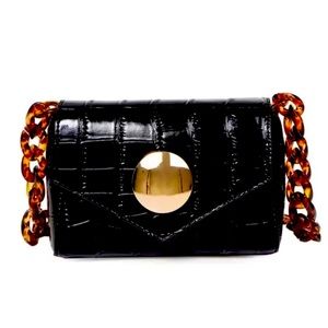 Vintage Style Black Alligator Pattern Belt Bag